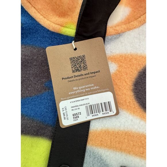 Patagonia Kid's Lightweight Synchilla Snap-T Frontera Endless Blue XXL 16-18 NWT - Picture 4 of 7